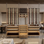 Millesime Modern Cellars Mixed Wood and Metal Wine Display in the Middle of a Restaurant Dining Room