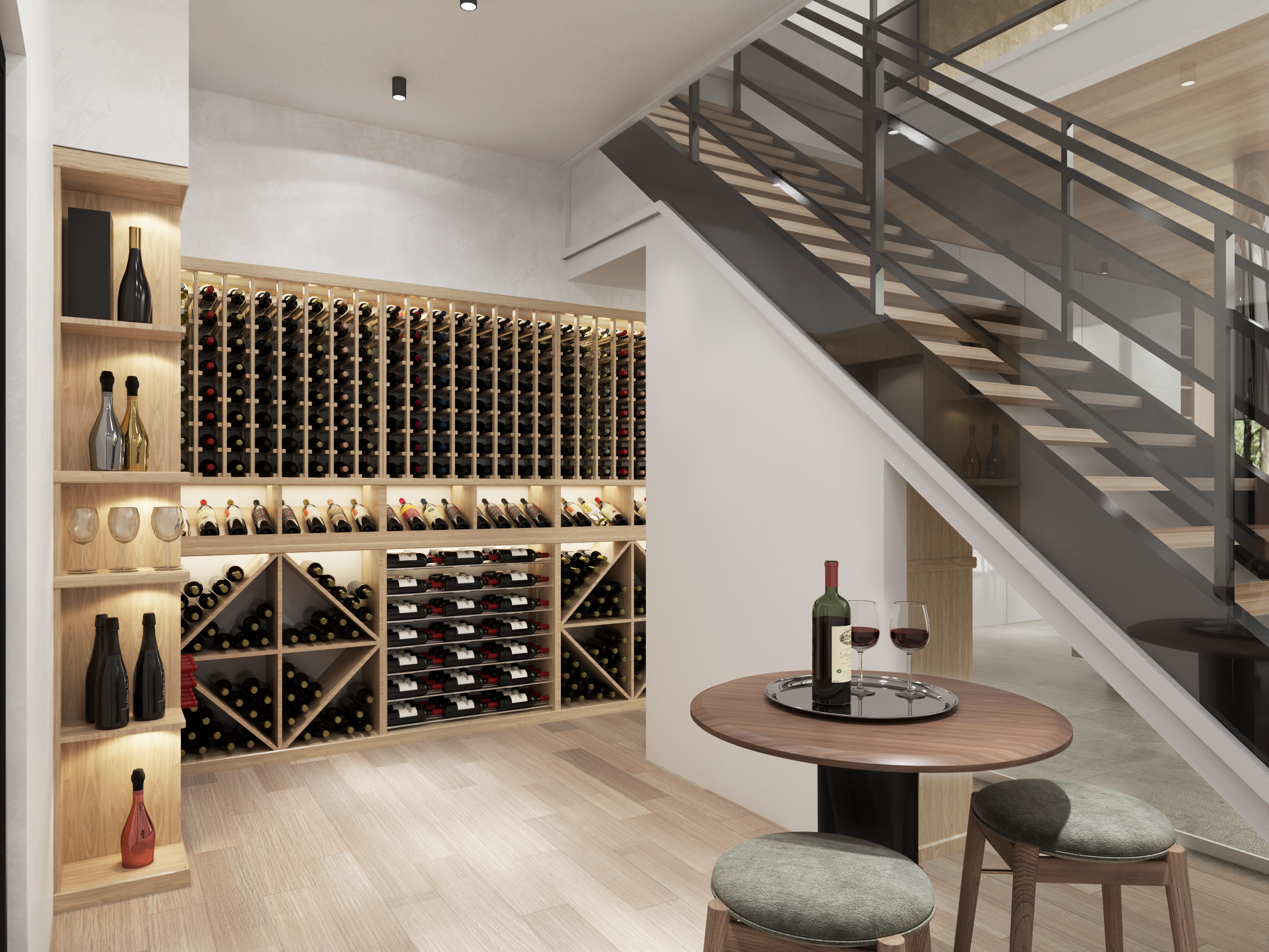 Under the Stairs Wine Cellar & Display | Millesime – Millesime Modern ...