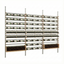 Metal wall Wine rack with multiple shelves holding wine bottles on a white background