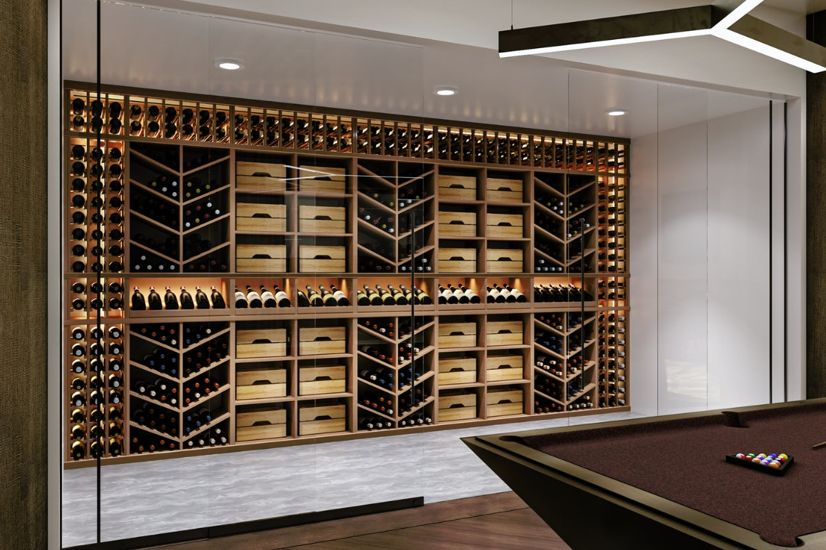Transitional Wine Cellar, Racks, & Wine Display – Millesime Modern Cellars
