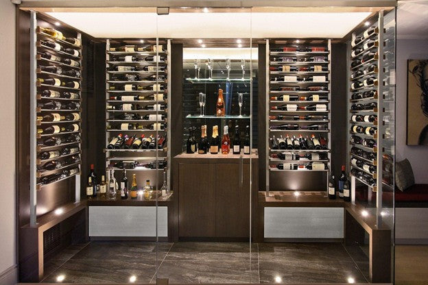 Modern Glass Enclosed Wine Cellar Display