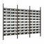 metal wall Wine rack with multiple bottles on a white background