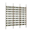 metal wall Wine rack holding multiple bottles of wine on a white background